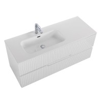 Тумба с раковиной Cezares Duet 120 L bianco lucido, раковина белая CZR-8095-120-L