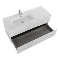 Тумба с раковиной Cezares Duet 120 L bianco lucido, раковина белая CZR-8095-120-L
