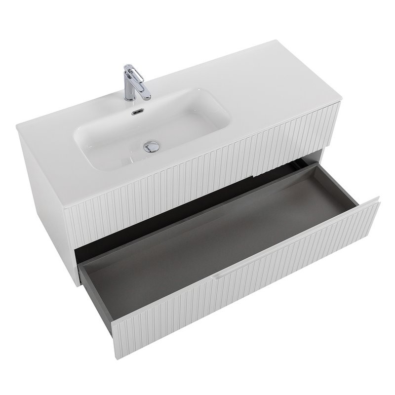 Тумба с раковиной Cezares Duet 120 L bianco lucido, раковина белая CZR-8095-120-L