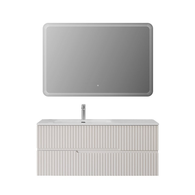 Тумба с раковиной Cezares Duet 120 L bianco lucido, раковина белая CZR-8095-120-L