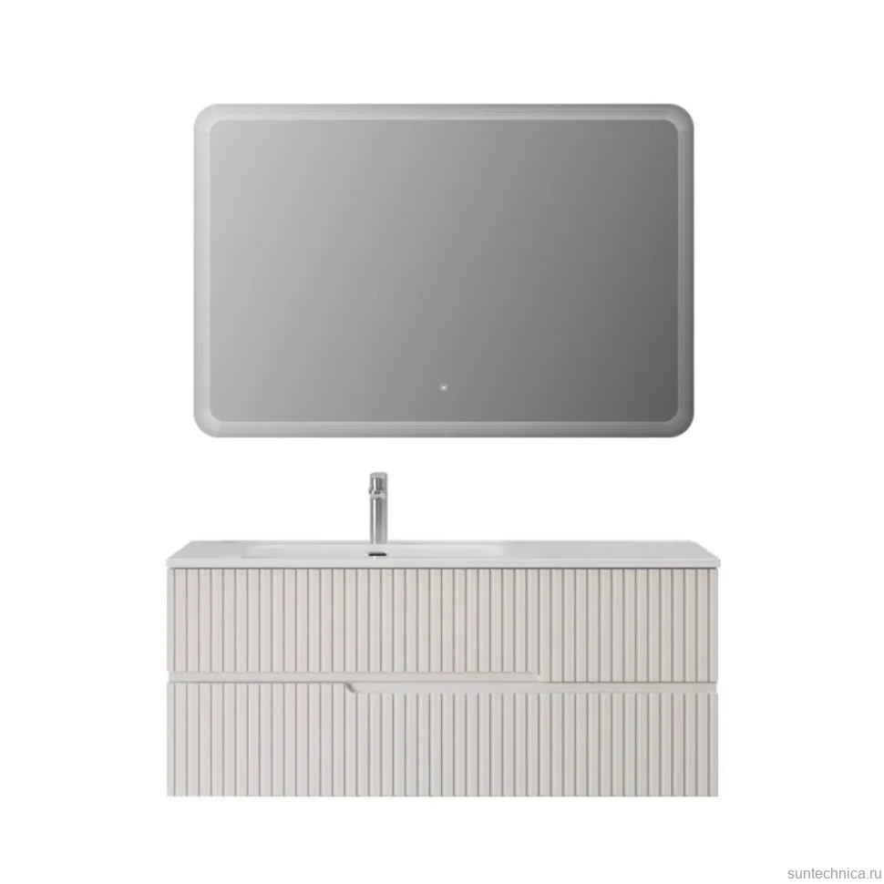 Тумба с раковиной Cezares Duet 120 L bianco lucido, раковина белая CZR-8095-120-L