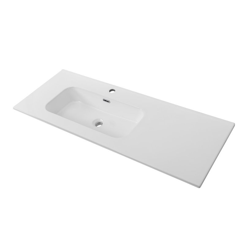 Тумба с раковиной Cezares Duet 120 L bianco lucido, раковина белая CZR-8095-120-L