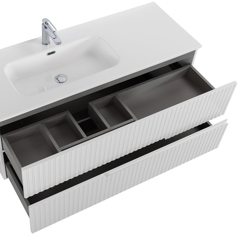 Тумба с раковиной Cezares Duet 120 L bianco lucido, раковина белая CZR-8095-120-L