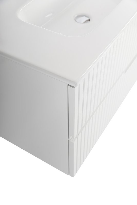 Тумба с раковиной Cezares Duet 120 L bianco lucido, раковина белая CZR-8095-120-L