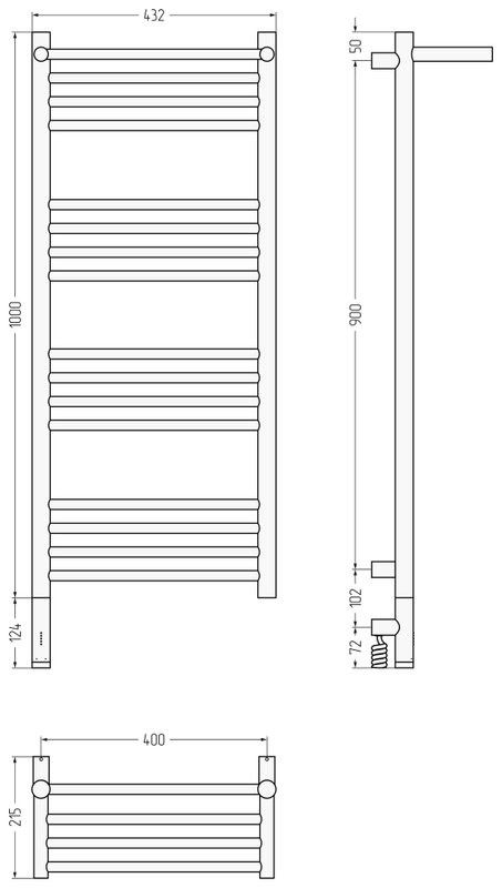 Полотенцесушитель электрический Сунержа Богема 3.1 020-6006-1040 110x45 см, подключение слева, шампань, лесенка, с полкой