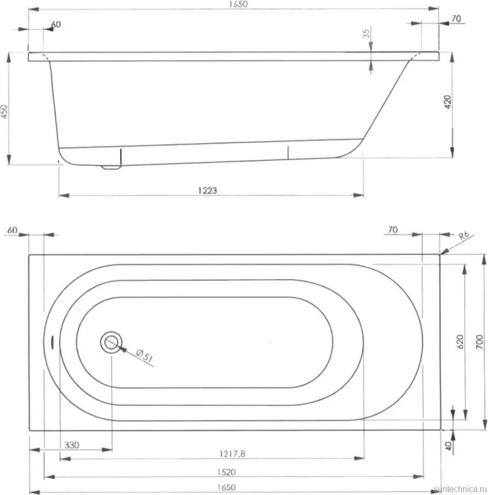 Акриловая ванна Vagnerplast Kasandra 165x70 см, пристенная, белая, на ножках