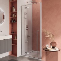 Душевая дверь в нишу Cezares Liner B-12 L 90 см, профиль хром, стекло прозрачное