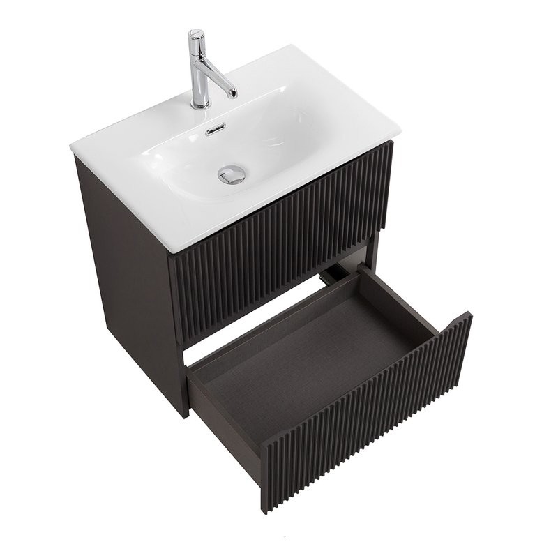 Мебель для ванной комнаты BelBagno Uno-mini 50 подвесная, 2 ящика, матовая темно-серая