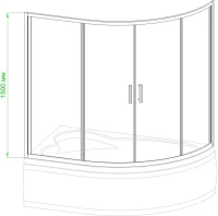 Шторка на ванну Royal Bath Alpine RB160ALP-C, 160 см матовое стекло
