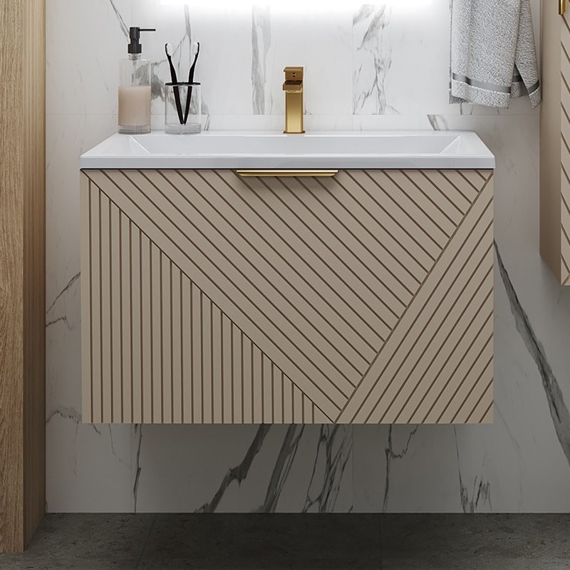 Тумба с раковиной Grossman Блисс 80 матовая бежевая