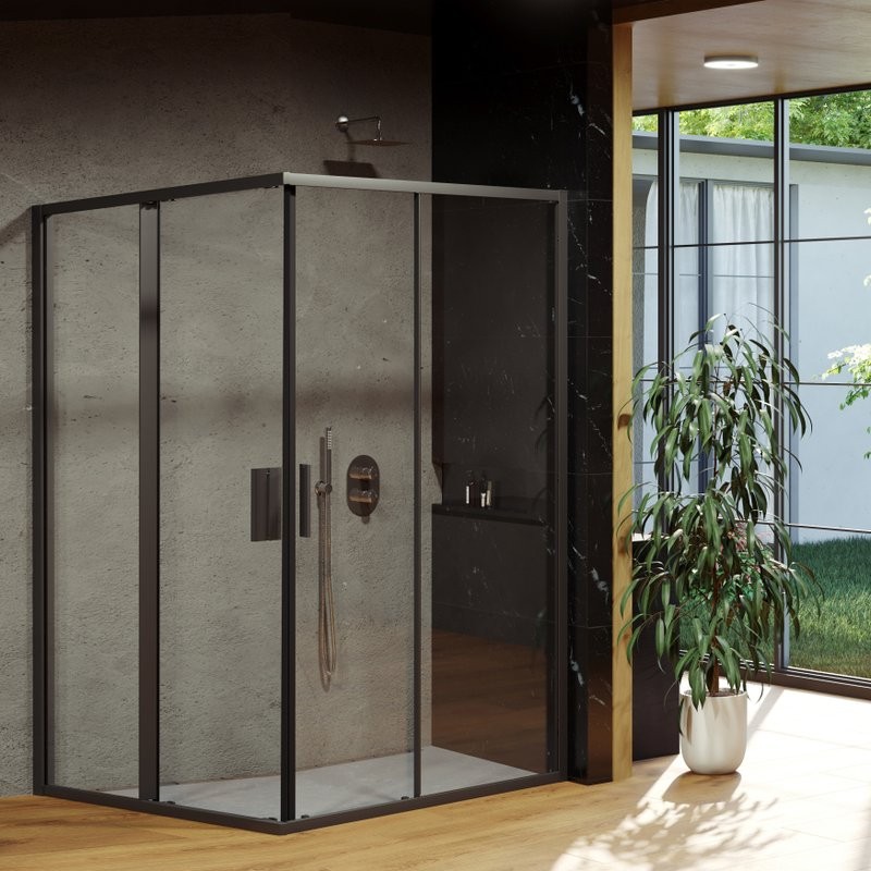 Душевой уголок Ravak Blix Slim BLSRV2K 80x80, профиль черный