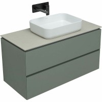 Тумба с раковиной Allen Brau Infinity 100 подвесная, олива матовый, столешница бежевая
