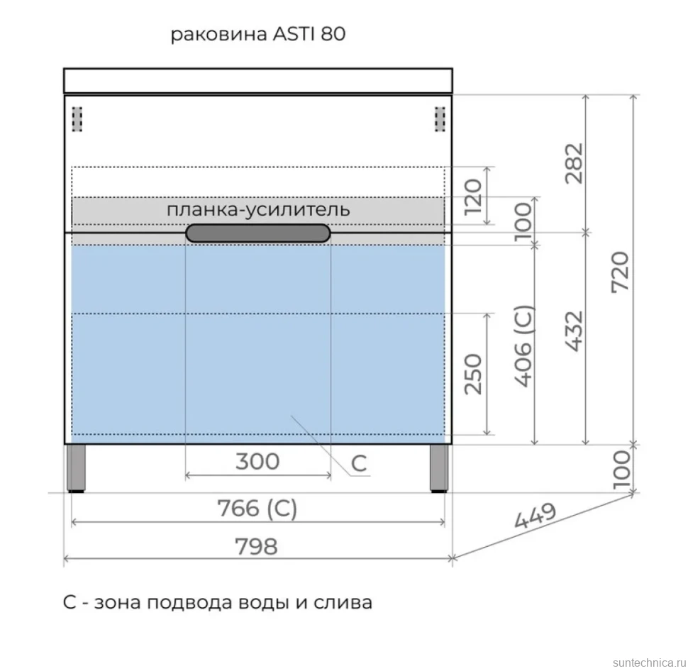 Тумба с раковиной Style Line Матис 80 напольная, белая матовая