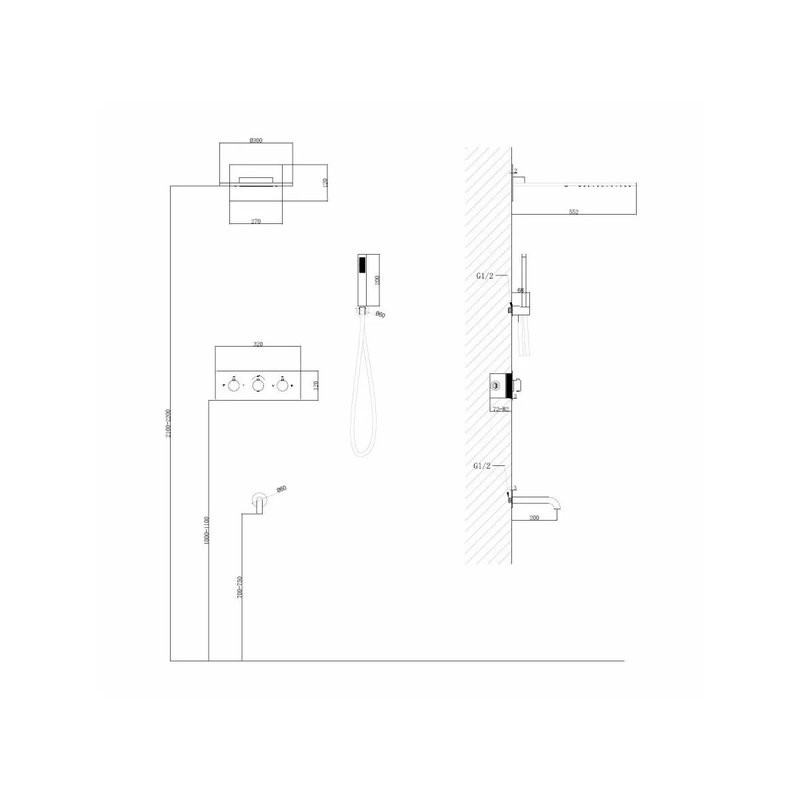 Душевой комплект Abber Wasser Kreis AF8150NG С ВНУТРЕННЕЙ ЧАСТЬЮ, никель