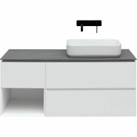 Тумба с раковиной Allen Brau Infinity 120 R подвесная, белый матовый, столешница графит структ