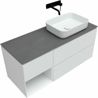 Тумба с раковиной Allen Brau Infinity 120 R подвесная, белый матовый, столешница графит структ