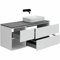 Тумба с раковиной Allen Brau Infinity 120 R подвесная, белый матовый, столешница графит структ