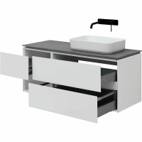 Тумба с раковиной Allen Brau Infinity 120 R подвесная, белый матовый, столешница графит структ