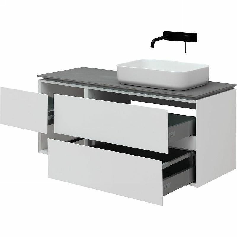 Тумба с раковиной Allen Brau Infinity 120 R подвесная, белый матовый, столешница графит структ
