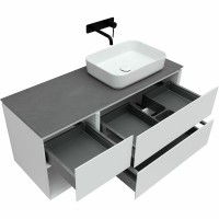 Тумба с раковиной Allen Brau Infinity 120 R подвесная, белый матовый, столешница графит структ
