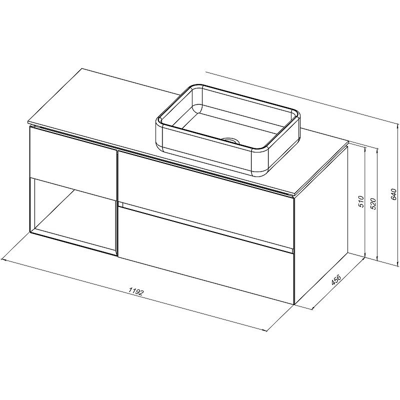 Тумба с раковиной Allen Brau Infinity 120 R подвесная, белый матовый, столешница графит структ