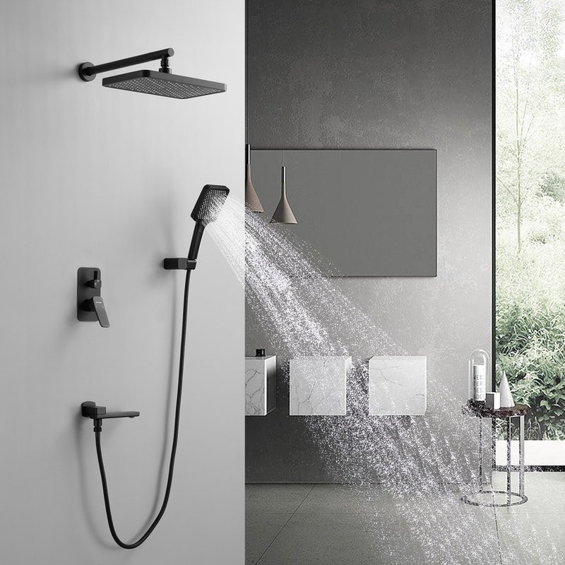 Душевая система / Тропический душ со смесителем встраиваемая Shevanik S9935H, черный