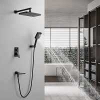 Душевая система / Тропический душ со смесителем встраиваемая Shevanik S9935H, черный