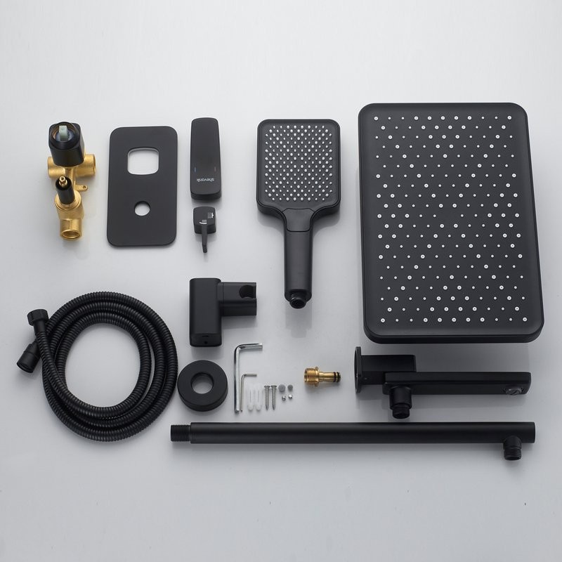 Душевая система / Тропический душ со смесителем встраиваемая Shevanik S9935H, черный