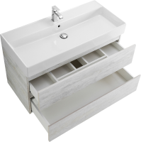 Тумба с раковиной Cezares Molveno 46 100 legno bianco, с раковиной Cezares CZR-MIL-100-LVB