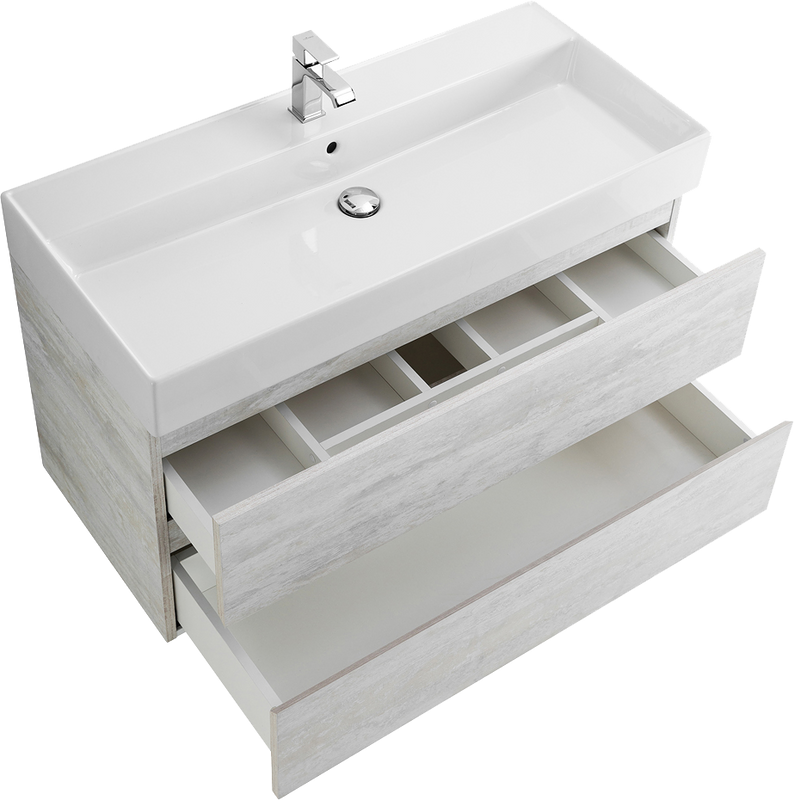 Тумба с раковиной Cezares Molveno 46 100 legno bianco, с раковиной Cezares CZR-MIL-100-LVB