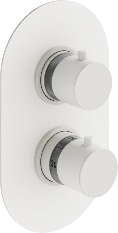 Термостатический смеситель встраиваемый Plumberia Selection Ixo XOT5040BO С ВНУТРЕННЕЙ ЧАСТЬЮ, для ванный с душем, матовый белый