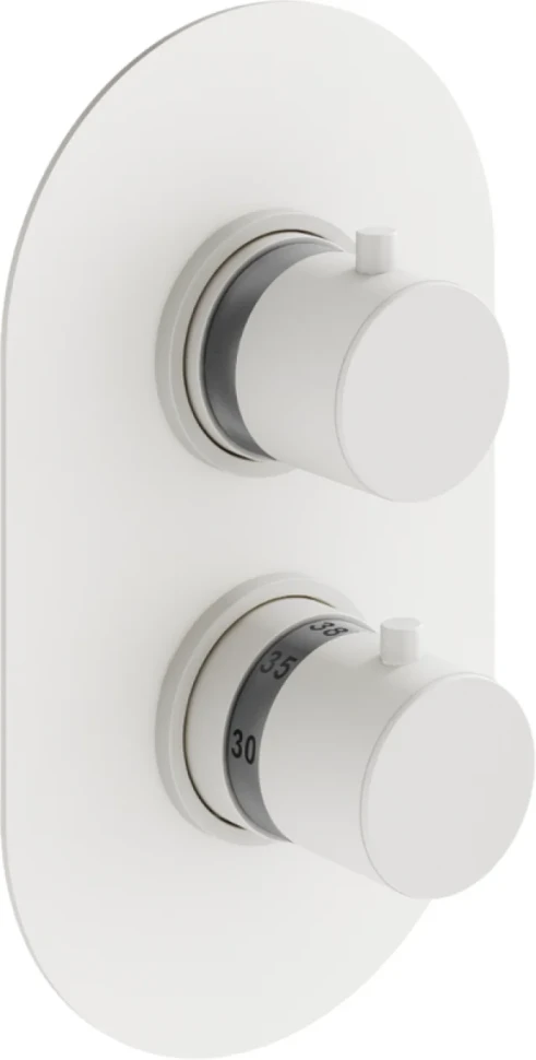 Термостатический смеситель встраиваемый Plumberia Selection Ixo XOT5040BO С ВНУТРЕННЕЙ ЧАСТЬЮ, для ванный с душем, матовый белый