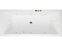 Акриловая ванна Excellent Heaven Slim Smart 170x75 см, встраиваемая, с гидромассажем, белая, с каркасом, со сливом-переливом, фурнитура золото