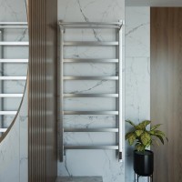 Полотенцесушитель электрический Grota Lore 530х1200 NM EL 120x55 см, подключение справа, слева, скрытое подключение справа, матовый хром, лесенка, с полкой