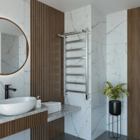 Полотенцесушитель электрический Grota Lore 530х1200 NM EL 120x55 см, подключение справа, слева, скрытое подключение справа, матовый хром, лесенка, с полкой