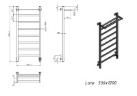Полотенцесушитель электрический Grota Lore 530х1200 NM EL 120x55 см, подключение справа, слева, скрытое подключение справа, матовый хром, лесенка, с полкой