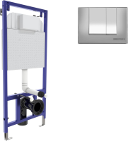 Система инсталляции для унитазов Berges Novum 040242 с кнопкой смыва, матовый хром