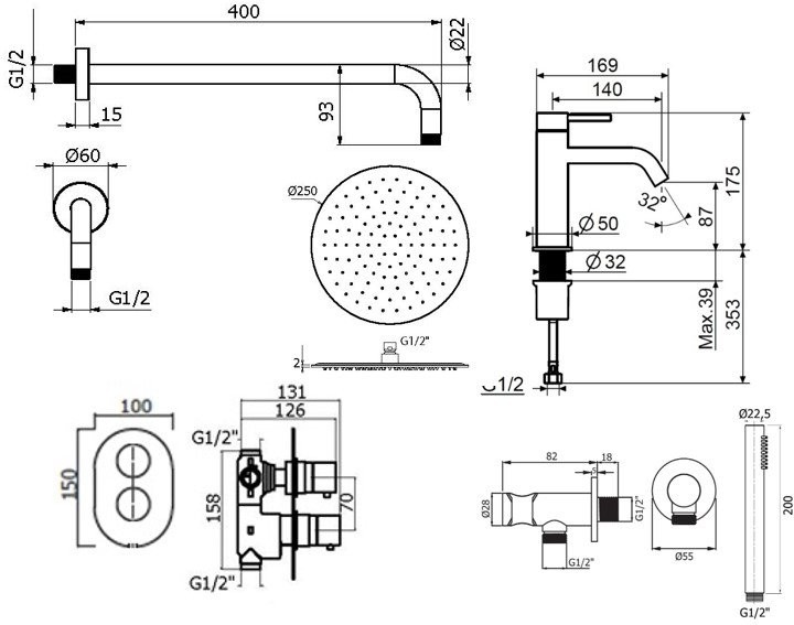 Комплект для ванной Plumberia Selection Ixo KITXOT18CR53 С ВНУТРЕННЕЙ ЧАСТЬЮ, хром