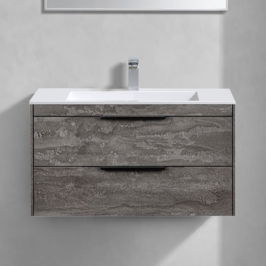 Тумба с раковиной Vincea Chiara 2D 80, 2 ящика, камень, с белой раковиной