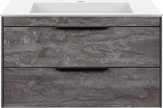 Тумба с раковиной Vincea Chiara 2D 80, 2 ящика, камень, с белой раковиной