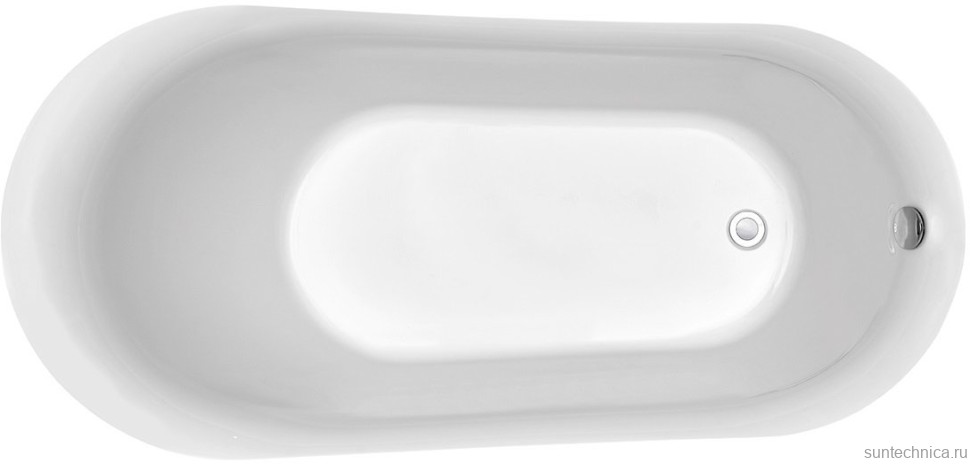 Акриловая ванна AQUATEK Лагуна AQ-K133778WT 170x80 см, отдельностоящая, белая, овальная, на ножках, со сливом-переливом