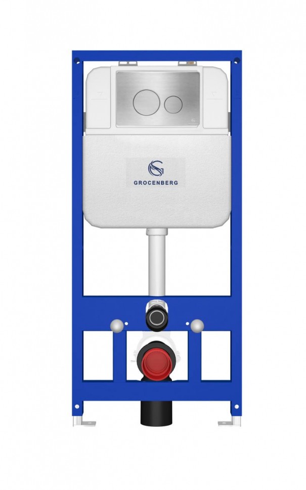 Инсталляция для унитаза с кнопкой для смыва Grocenberg GS3050-KM3090NK Никель