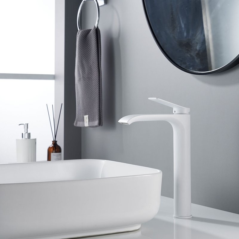 Смеситель для раковины/умывальника высокий Shevanik S4111C, белый