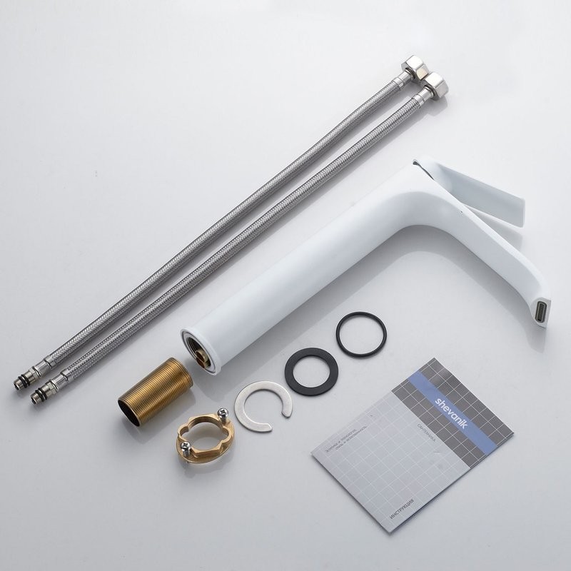 Смеситель для раковины/умывальника высокий Shevanik S4111C, белый