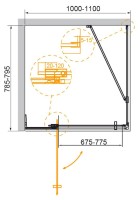 Душевой уголок Cezares Slider AH 1 80-100/110 C BORO профиль брашированное золото, стекло прозрачное