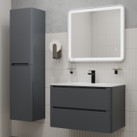 Мебель для ванной комнаты IDDIS Edifice 80 подвесная, темно-серая, раковина 0108000i28