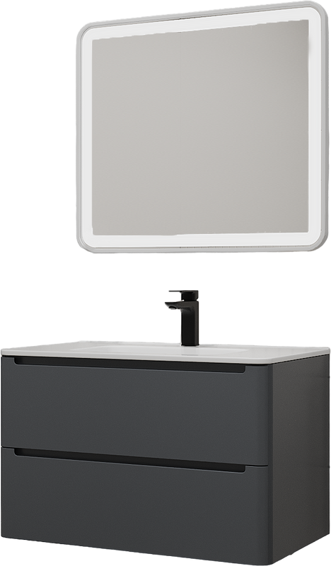 Мебель для ванной комнаты IDDIS Edifice 80 подвесная, темно-серая, раковина 0108000i28