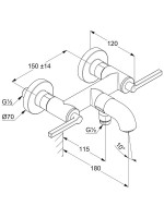 Смеситель для ванны с душем Kludi Nova Fonte Puristic 20540N515 брашированный никель PVD