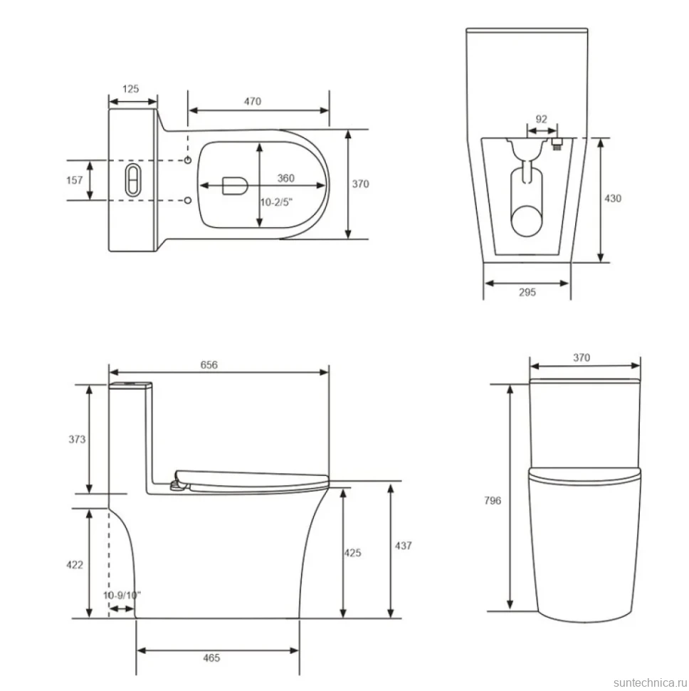 Унитаз-моноблок напольный Grossman Thin Rim GR-5607SQ