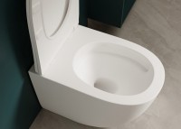 Унитаз приставной напольный Abber Bequem AC1111TMW безободковый, с микролифтом, матовый белый